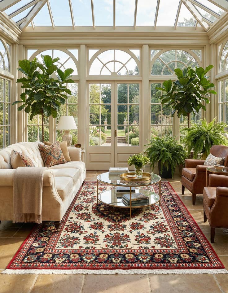 Detail image of 4' 7 x 6' 8  Hand Knotted Qom Persian Rug