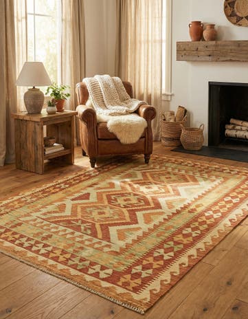 3' 10 x 5' 10 Hand Woven Kilim Waziri Wool Rug