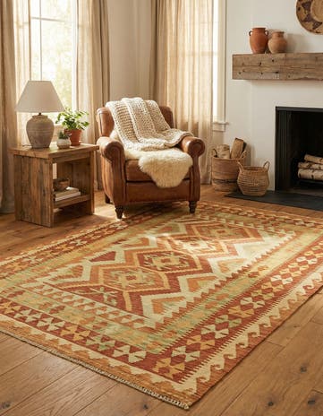 3' 10 x 5' 10 Hand Woven Kilim Waziri Wool Rug