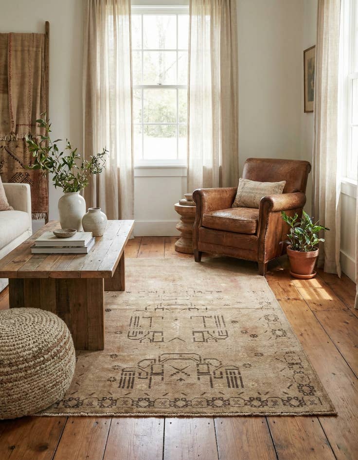 Detail image of 3' 6 x 6' 2  Hand Knotted Ultra Vintage Persian Wool Rug