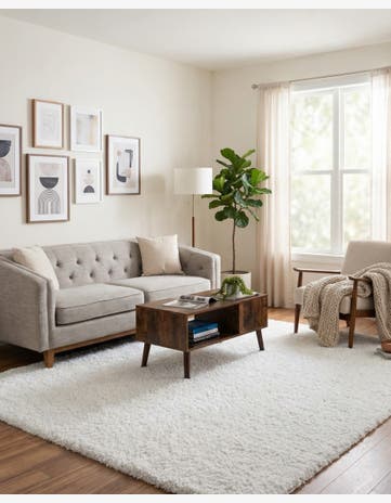 White Zermatt Shag Square Rug