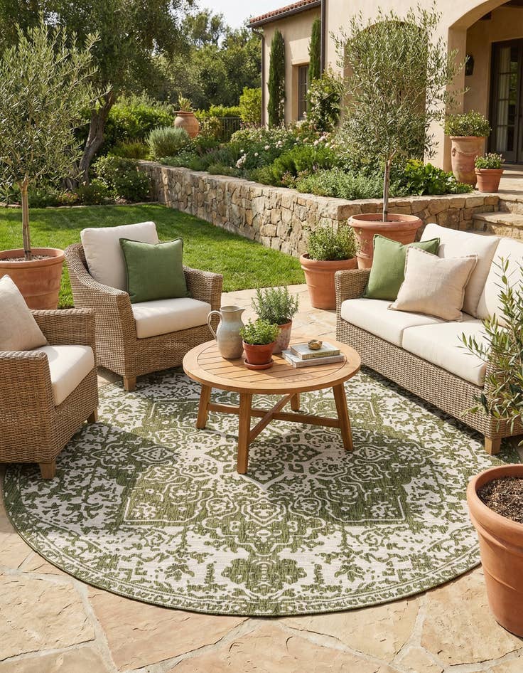 Detail image of  10' 8 x 10' 8  Washable Jill Zarin Dubai Indoor / Outdoor Round Rug