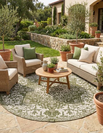 10' 8 x 10' 8 Easy-Clean Jill Zarin Dubai Indoor / Outdoor Round Rug