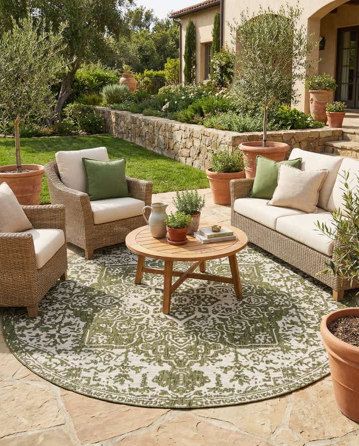 10' 8 x 10' 8 Easy-Clean Jill Zarin Dubai Indoor / Outdoor Round Rug