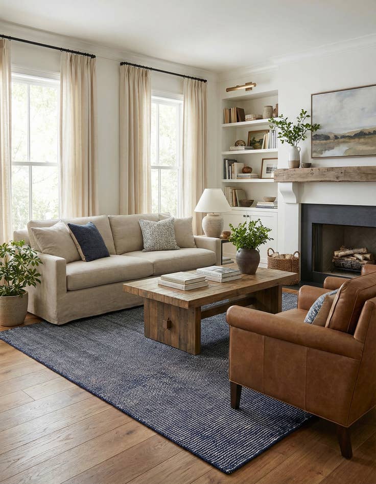 Detail image of 5' 1 x 8'  Hand Woven Jill Zarin English Manor Farmhouse Wool Rug