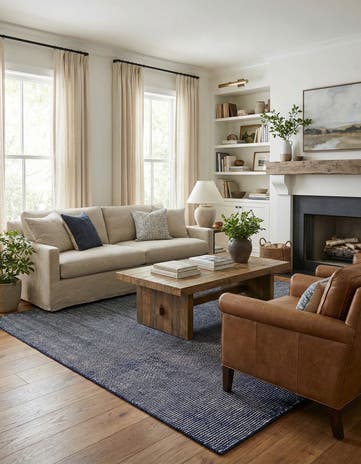 Blueberry Hand Woven Jill Zarin English Manor Farmhouse Wool Rug