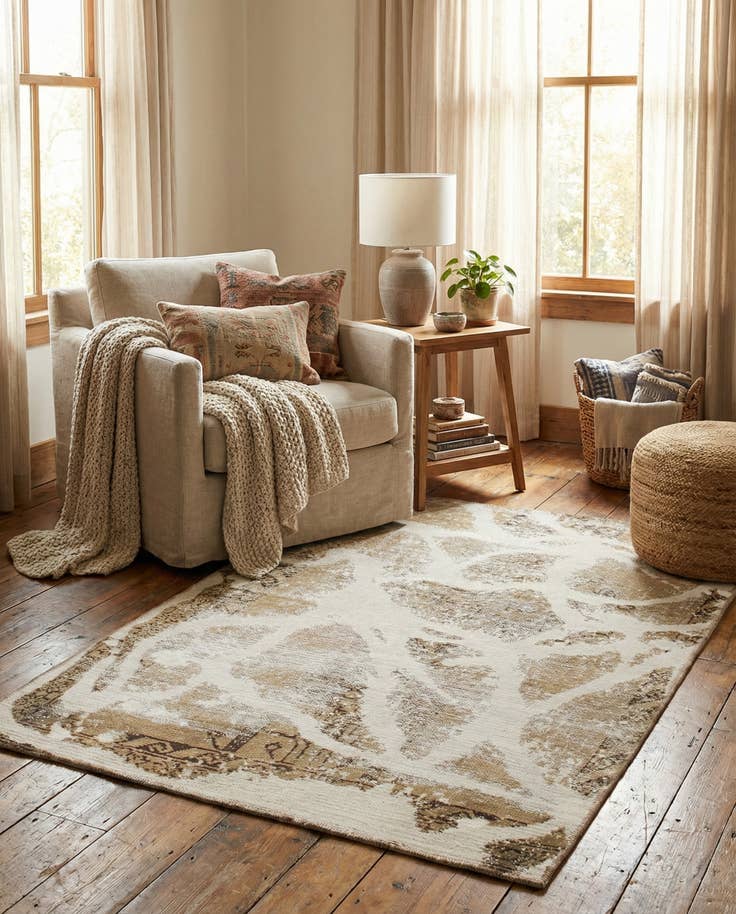 Detail image of 3' 6 x 5' Hand Knotted Ultra Vintage Persian Wool Rug