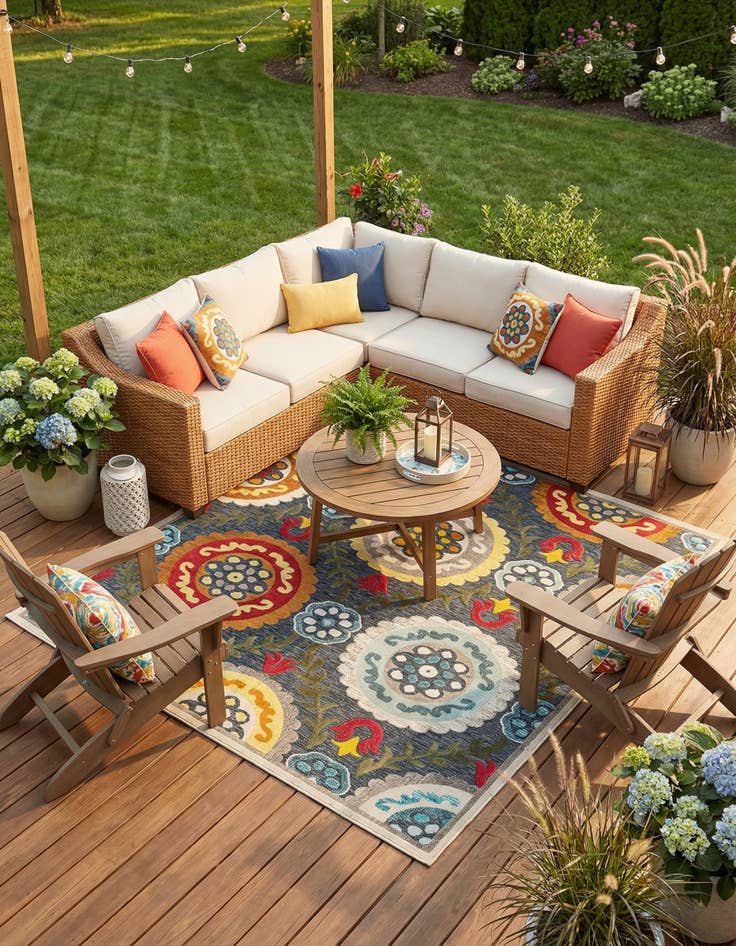 Detail image of 10' x 10' Easy-Clean Casablanca Indoor / Outdoor Square Rug