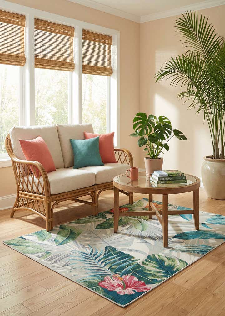 4' x 6' Easy-Clean Botanical Indoor / Outdoor Rug