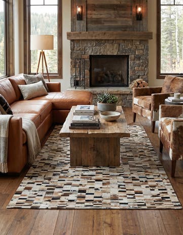 5' 3 x 8' 2 Cowhide - Patchwork Rug