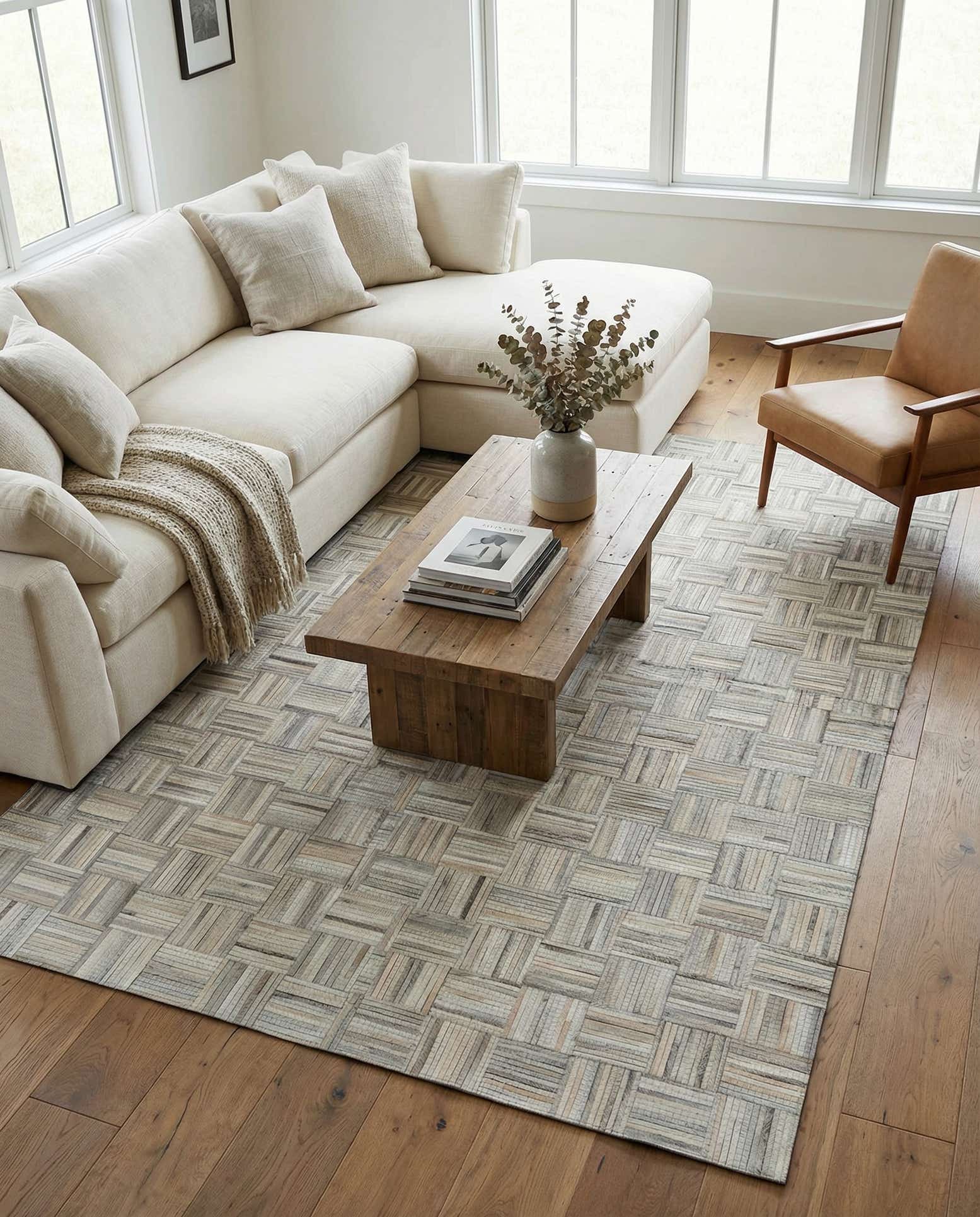 7' 10 x 10' Cowhide Leather Rug