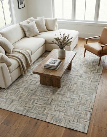 7' 10 x 10' Cowhide Leather Rug