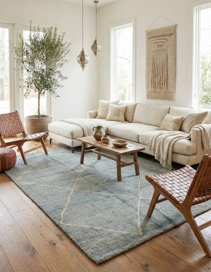 Detail image of 4' 5 x 6' 7  Hand Knotted Moroccan Wool Rug