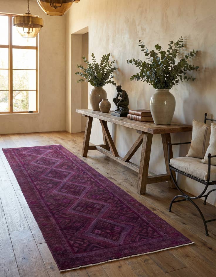 Detail image of 3' 9 x 9' 9  Hand Knotted Ultra Vintage Persian Wool Runner Rug