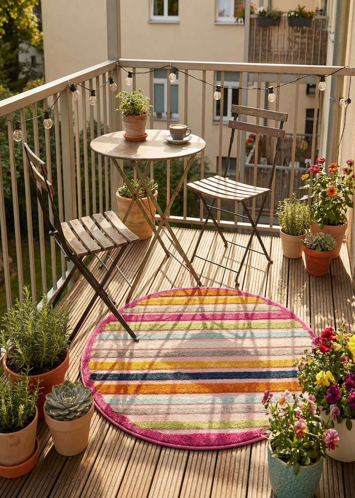 3' 3 x 3' 3 Easy-Clean Aruba Indoor / Outdoor Round Rug