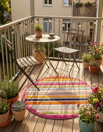 Pink Easy-Clean Aruba Indoor / Outdoor Round Rug