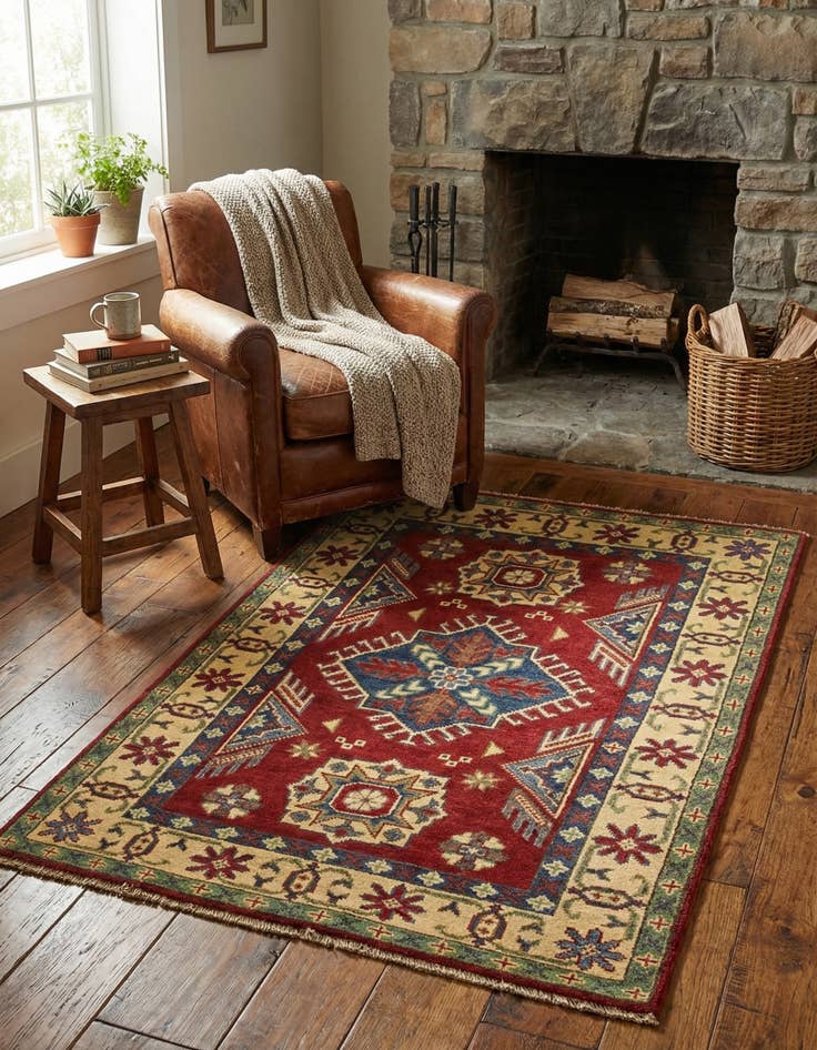 Detail image of 2' 8 x 4' 3  Hand Knotted Kazak Rug