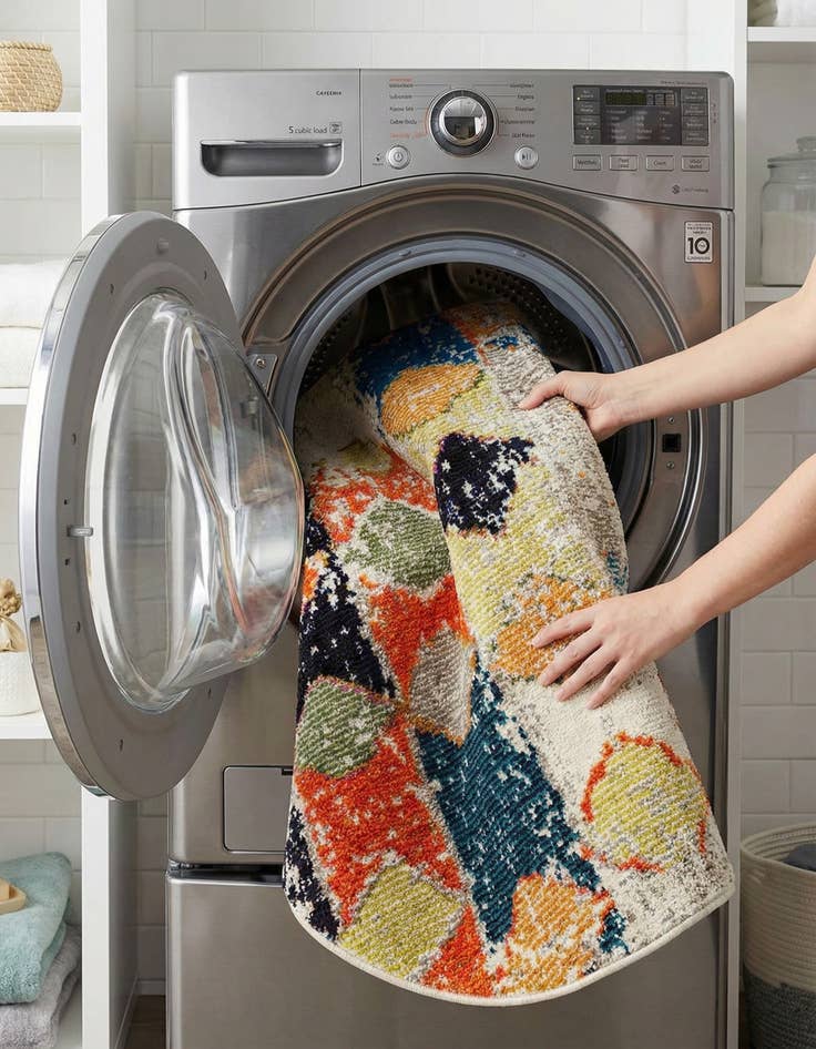 Detail image of 3' 3 x 3' 3  Washable Vivid Round Rug