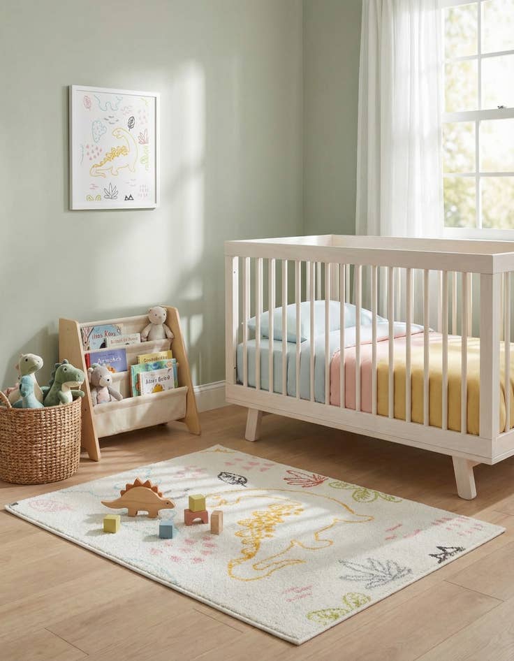 Detail image of 2' 2 x 2' 11 Dinosaur Whimsy Kids Rug