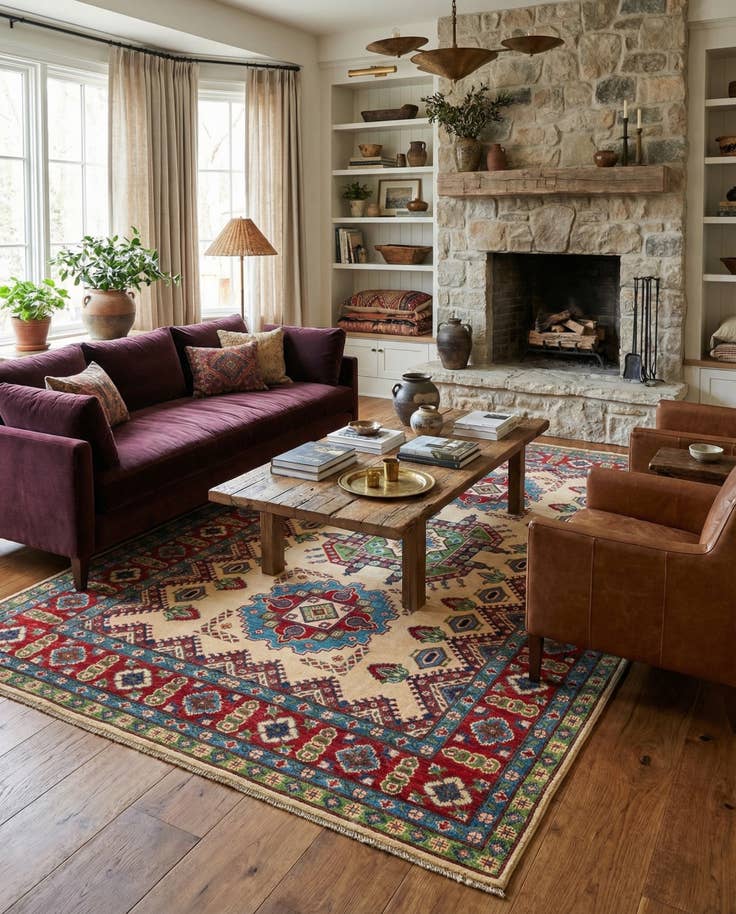 Detail image of 6' 6 x 9' 10 Hand Knotted Kazak Rug