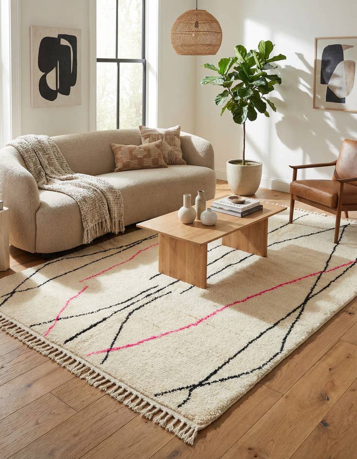 Detail image of 5' x 8'  Hand Knotted Moroccan Wool Rug