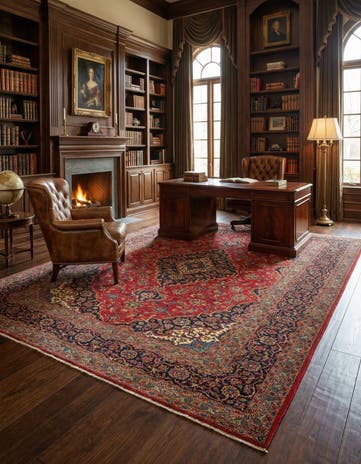 8' x 11' 2 Hand Knotted Kashan Persian Wool Rug