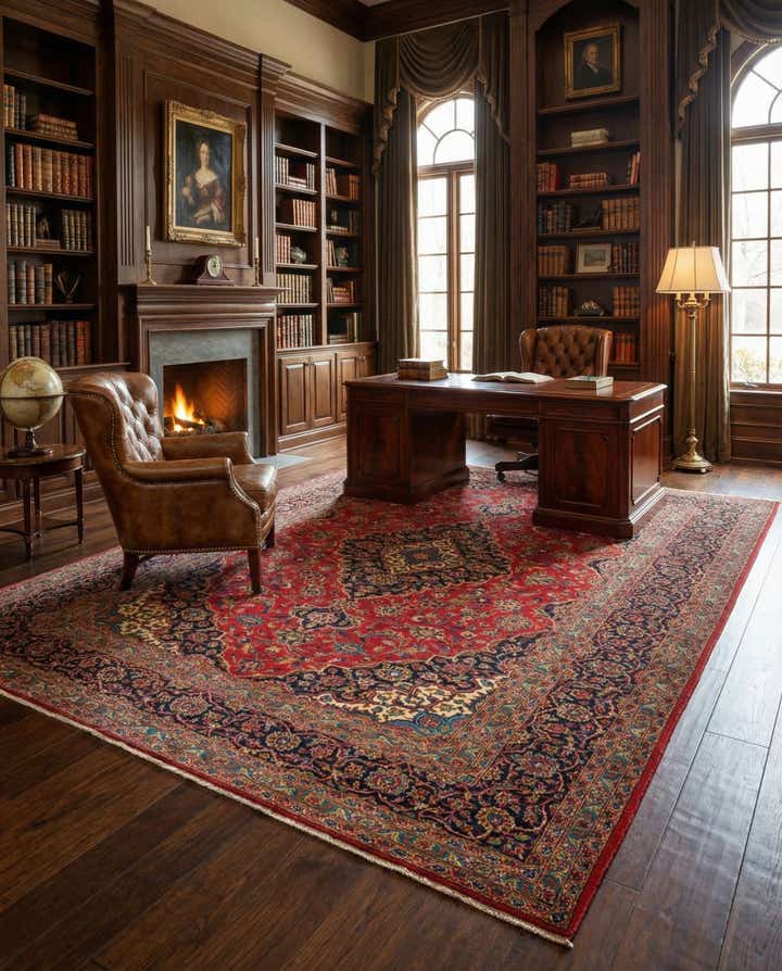 8' x 11' 2 Hand Knotted Kashan Persian Wool Rug