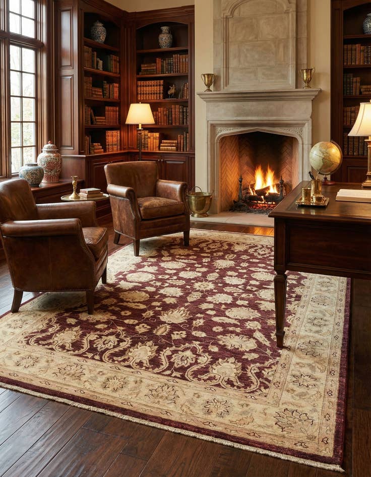 Detail image of 5' 5 x 8' 3 Hand Woven Peshawar Ziegler Wool Rug