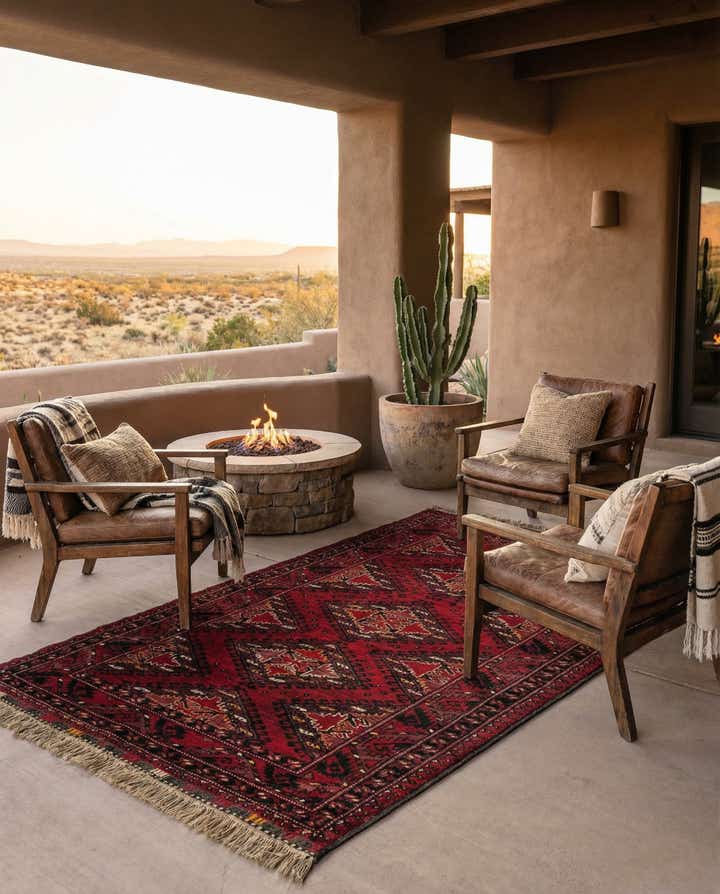 3' 7 x 6' 2 Hand Knotted Afghan Ersari Wool Rug