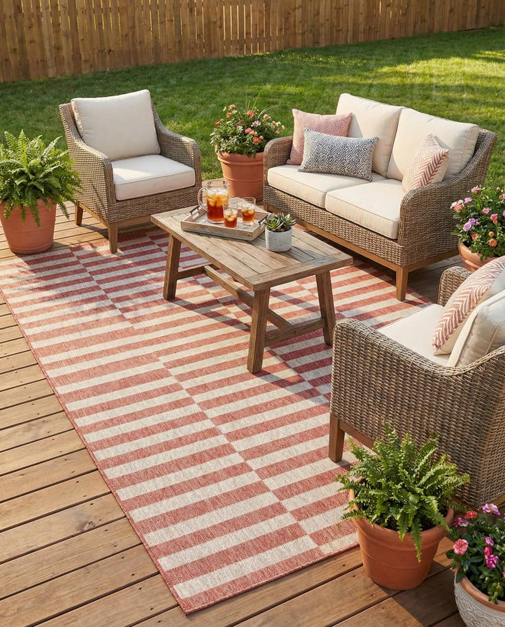 Detail image of 6' x 9' Easy-Clean Ribbon Indoor / Outdoor Rug