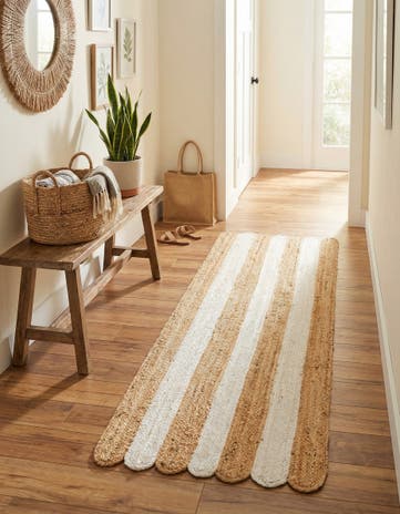 2' x 6' 1 Handmade Scallop Braided Jute Runner Rug