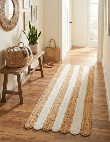 2' x 6' 1 Handmade Scallop Braided Jute Runner Rug