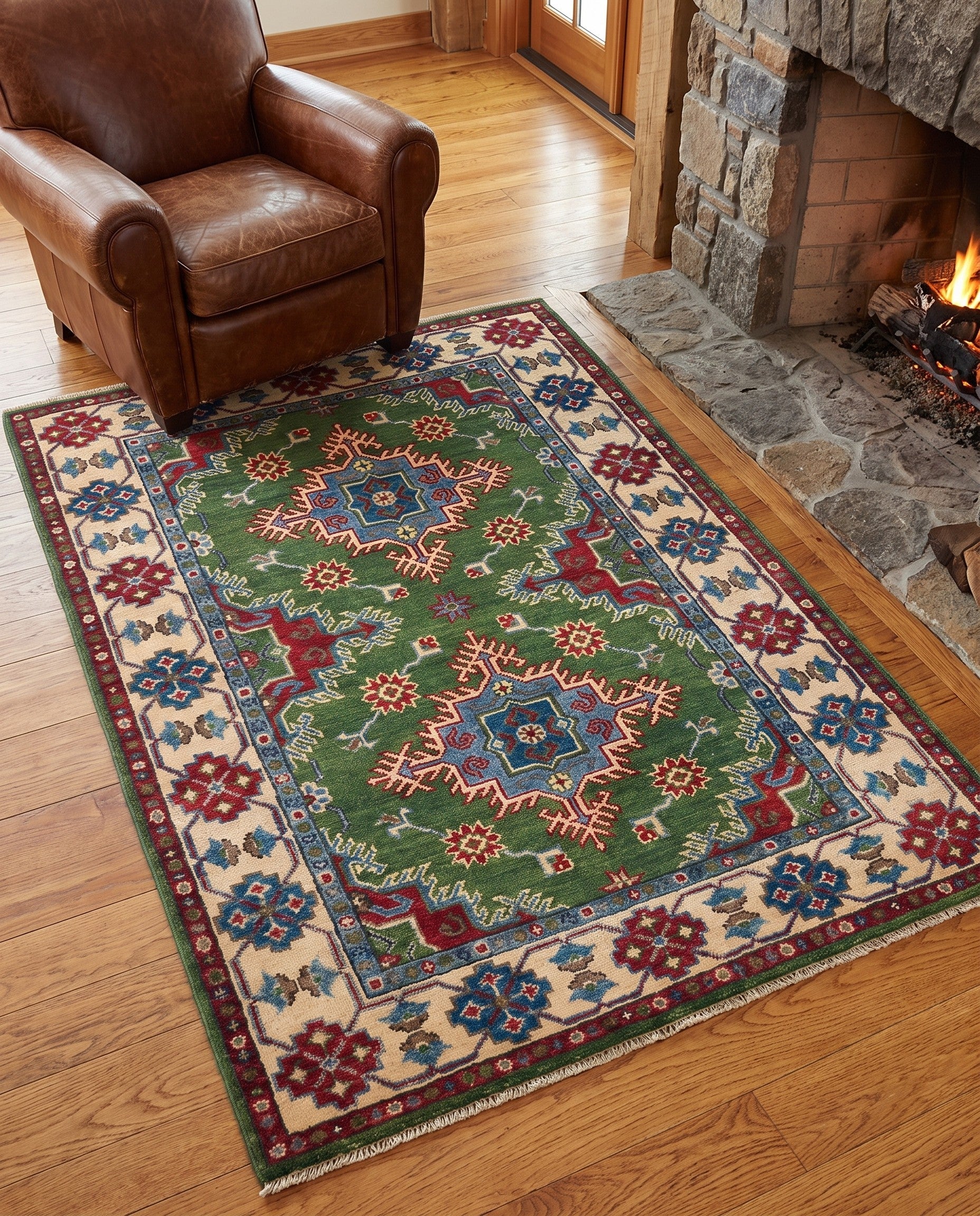 3' 5 x 5' 1 Hand Knotted Kazak Rug