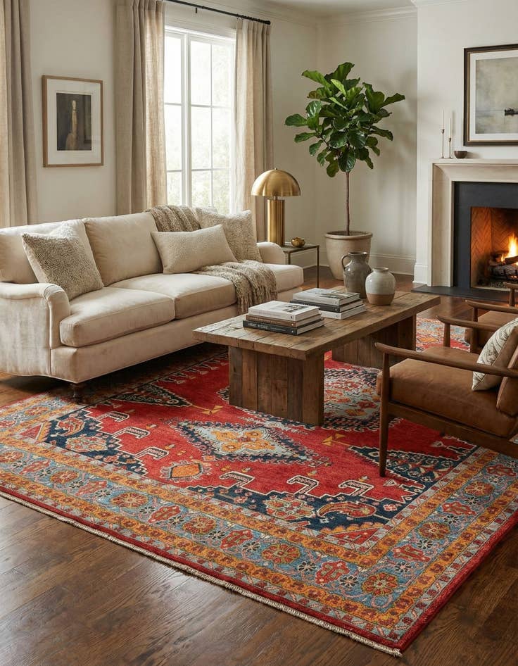 Detail image of  8' x 9' 10  Hand Knotted Kazak Rug