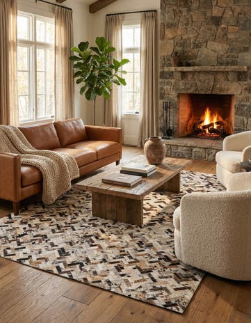 5' x 7' 10 Cowhide Leather Rug