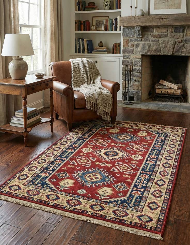 Detail image of 2' 8 x 4'  Hand Knotted Kazak Rug