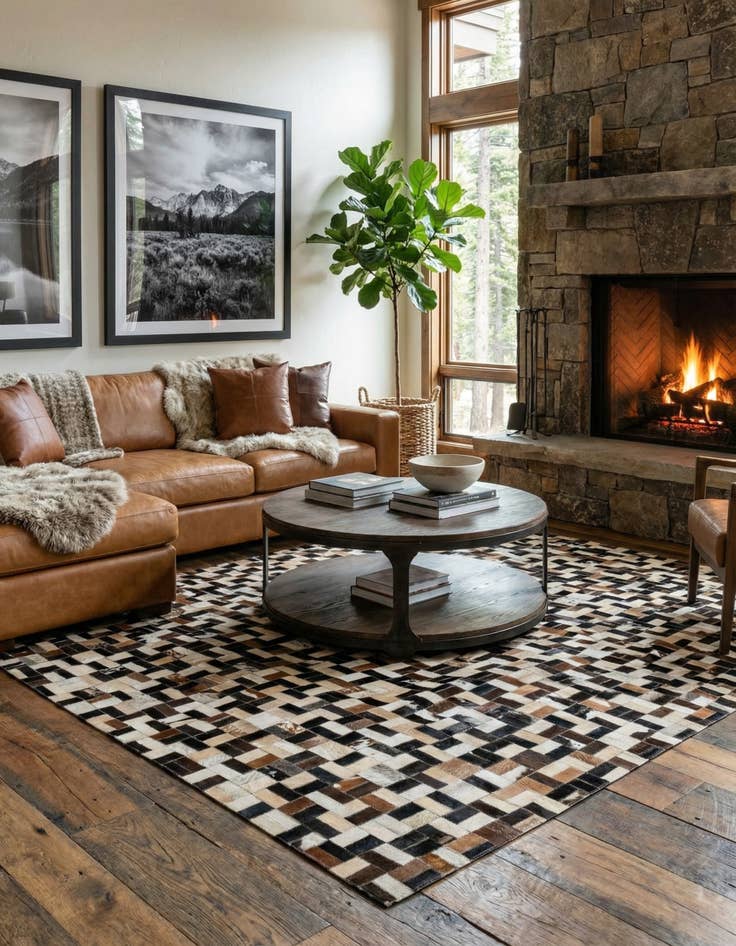 Detail image of 5' x 7' 11 Cowhide - Patchwork Rug