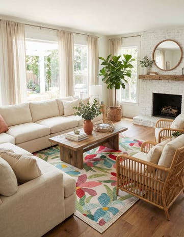 Easy-Clean Casablanca Indoor / Outdoor Square Rug