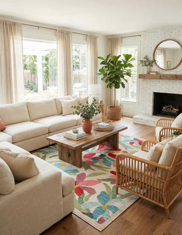 Easy-Clean Casablanca Indoor / Outdoor Square Rug