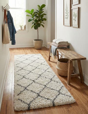 Ivory Moroccan Shag Runner Rug