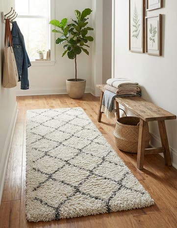 Ivory Moroccan Shag Runner Rug