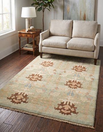 4' 4 x 7' Hand Knotted Oushak Wool Rug