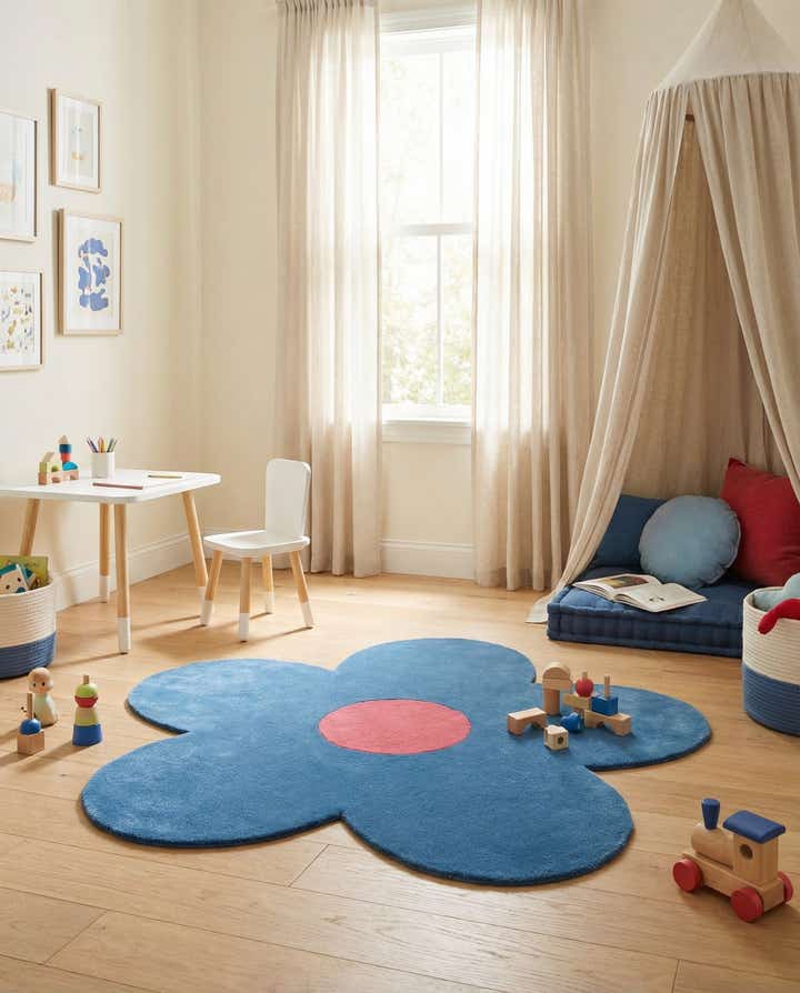 5' 1 x 5' 1 Happy Rugs Funky Flower Wool Round