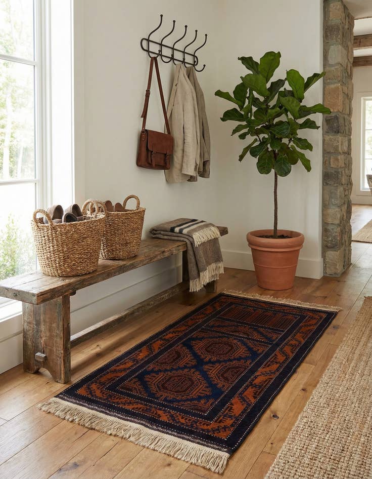 Detail image of  3' x 4' 9  Hand Knotted Afghan Ersari Wool Rug