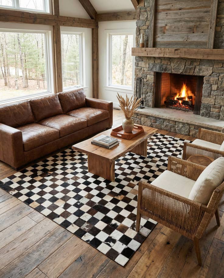 Detail image of 5' x 8' Cowhide Stocks Rug