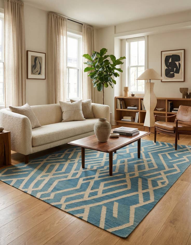 Detail image of 5' 3 x 6' 5  Hand Woven Kilim Modern Wool Square Rug