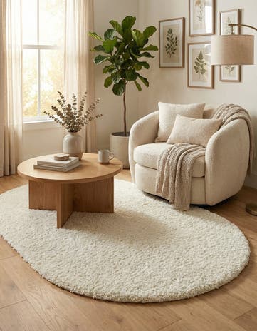 5' 3 x 8' Solid Shag Oval Rug