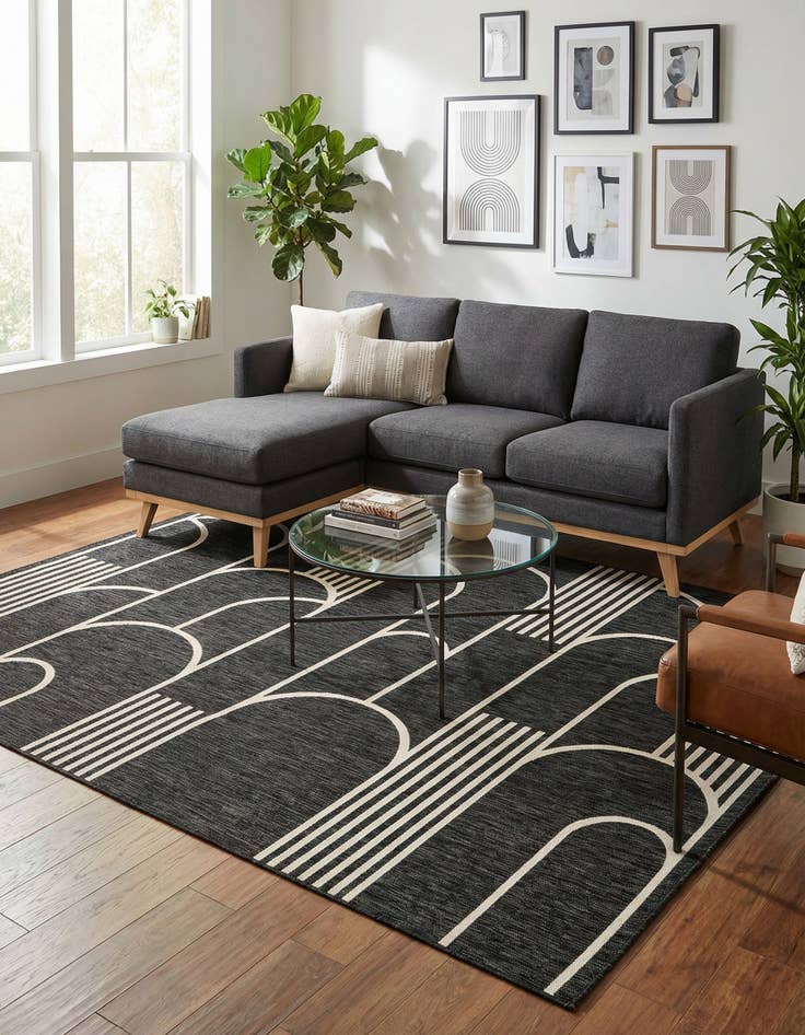 Detail image of 7' 10 x 10' Easy-Clean Modern Indoor / Outdoor Rug