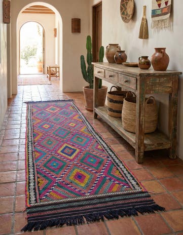 2' 3 x 8' 9 Hand Knotted Kilim Fars Persian Wool Runner Rug