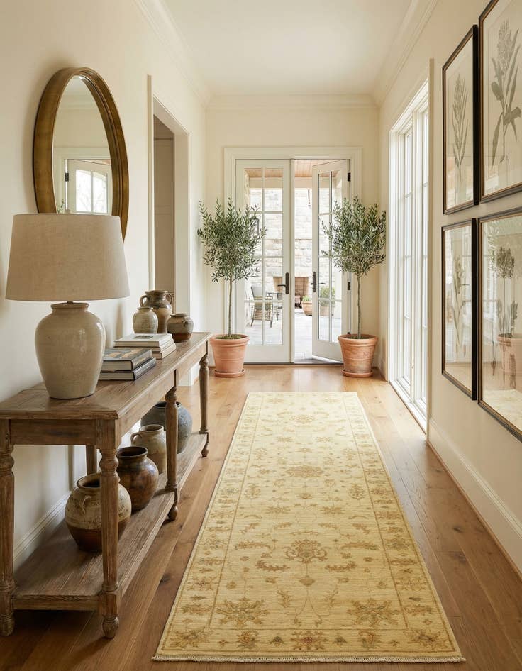 Detail image of 2' 8 x 9' 10  Hand Knotted Peshawar Ziegler Wool Runner Rug